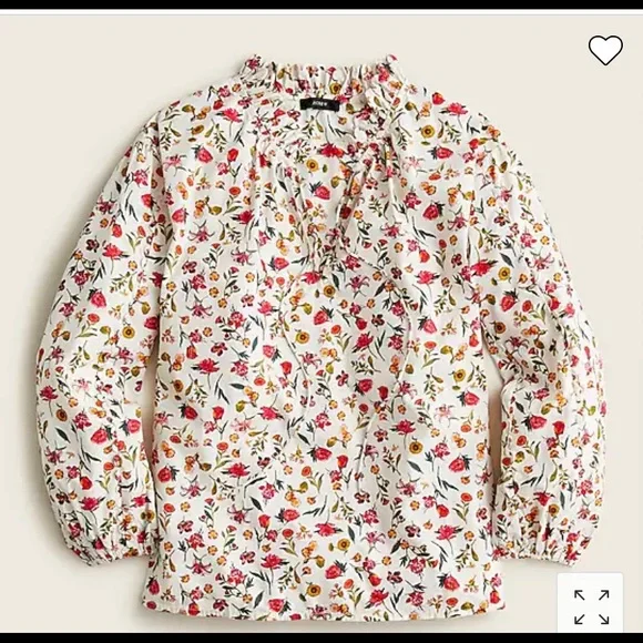 NWOT-J. Crew Scalloped tie-neck top in vintage floral - Picture 3 of 4